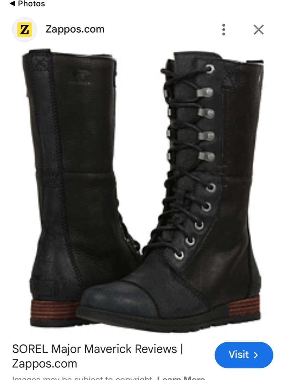 SOREL Major Maverick Black Leather Lace-Up Women's Boots, Sz 7.5, Worn once.